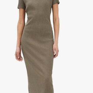 Vince Ribbed Knit Midi Dress